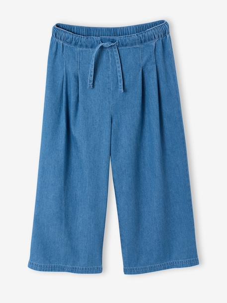 Set met korte broek en top van licht denim middenblauw - vertbaudet enfant 
