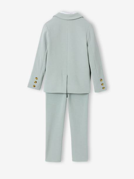 Ensemble céremonie chemise col Mao, veste et pantalon garçon beige+bleu ciel+vert d'eau - vertbaudet enfant 