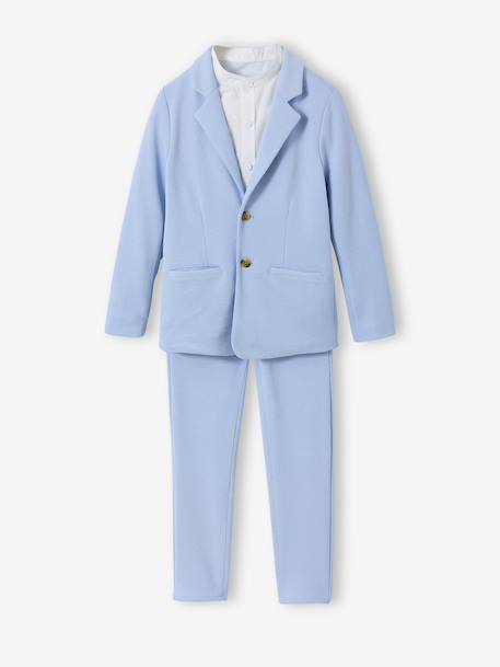 Ensemble céremonie chemise col Mao, veste et pantalon garçon beige+bleu ciel+vert d'eau - vertbaudet enfant 