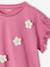 T-shirt voor meisjes met romantisch motief, korte mouwen met ruches ecru+marineblauw+rozen+saliegroen - vertbaudet enfant 