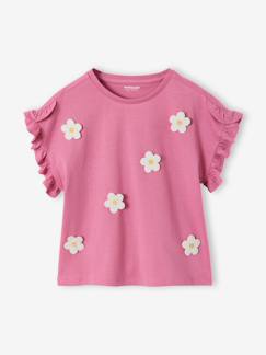 -Tee-shirt fille motif romantique manches courtes à volant