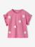 Tee-shirt fille motif romantique manches courtes à volant écru+marine+rose+vert sauge - vertbaudet enfant 