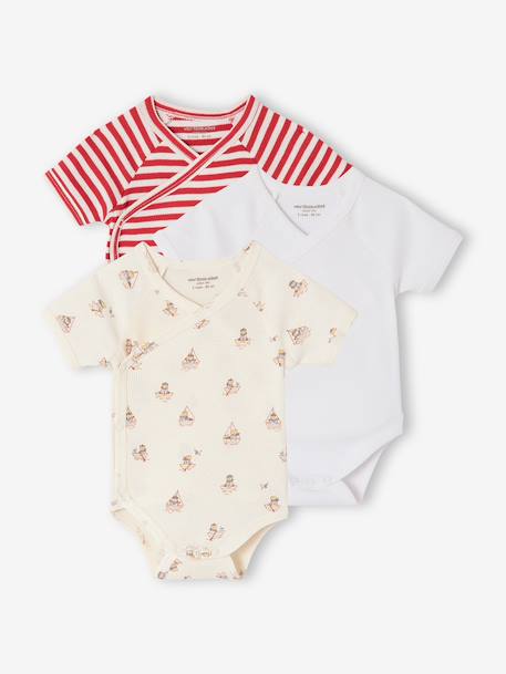 Lot 3 bodies bébé garçon coton bio rouge - vertbaudet enfant 