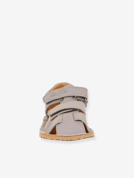 Gesloten blotevoetensandalen voor kinderen BAREFOOT FLEXY AVI FRODDO lichtgrijs+marineblauw - vertbaudet enfant 