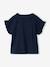 Tee-shirt fille motif romantique manches courtes à volant écru+marine+rose+vert sauge - vertbaudet enfant 
