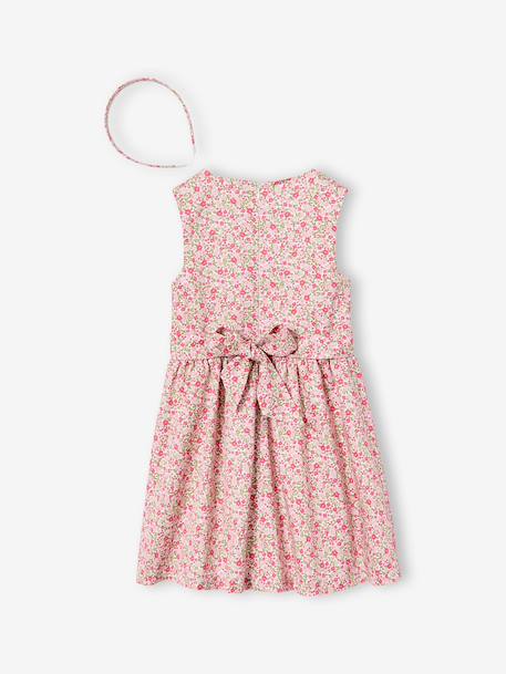 Ensemble 3 pièces robe cardigan serre tête rose pâle - vertbaudet enfant 