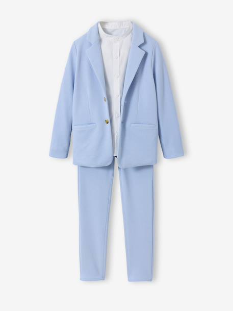 Ensemble céremonie chemise col Mao, veste et pantalon garçon beige+bleu ciel+vert d'eau - vertbaudet enfant 