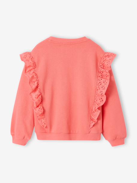 Sweat volant fantaisie corail - vertbaudet enfant 