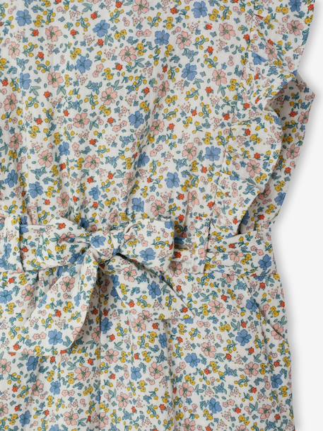Combishort fille gaze de coton à volants écru+vert sauge - vertbaudet enfant 