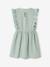 Robe fille en seersucker manches volantées blanc imprimé+vert sauge - vertbaudet enfant 