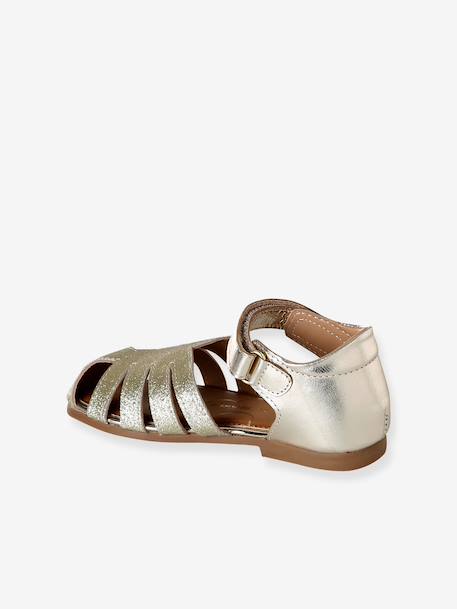 Ballerines fille cuir ouverte or - vertbaudet enfant 