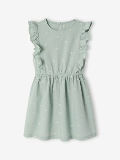 -Robe fille en seersucker manches volantées