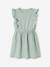 Robe fille en seersucker manches volantées blanc imprimé+vert sauge - vertbaudet enfant 