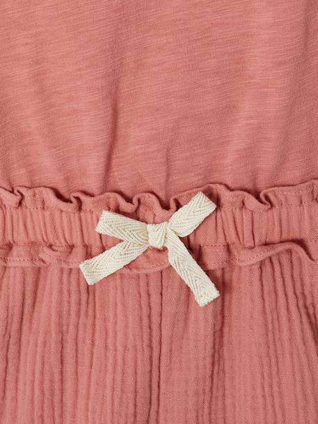 Combishort voor meisjes van twee materialen leigrijs+oudroze - vertbaudet enfant 