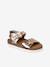 Sandales cuir boucles or+rose pâle - vertbaudet enfant 