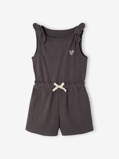 -Combinaison short fille bi matière
