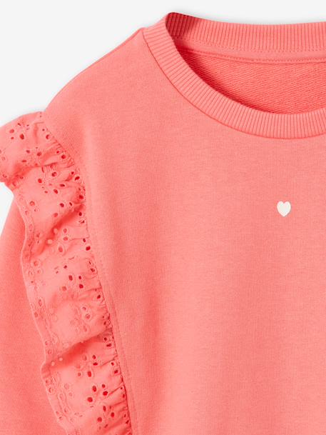 Sweat volant fantaisie corail - vertbaudet enfant 