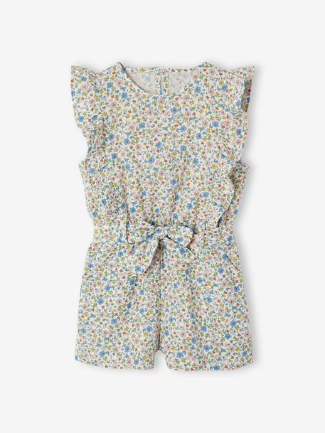 Fille-Salopette, combinaison-Combishort fille gaze de coton à volants