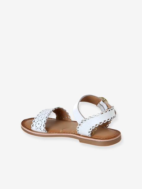 Sandales fille cuir boucle blanc - vertbaudet enfant 