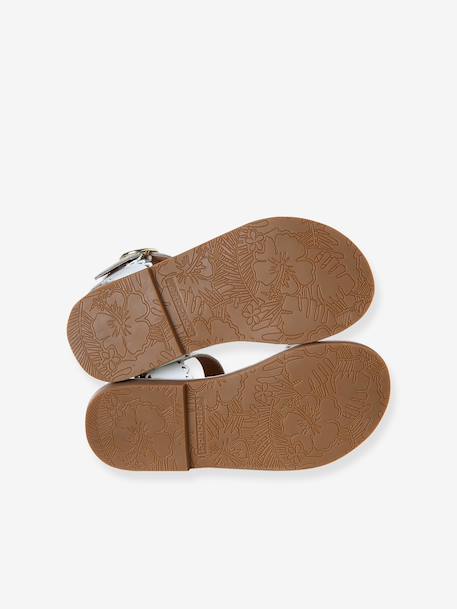 Sandales fille cuir boucle blanc - vertbaudet enfant 
