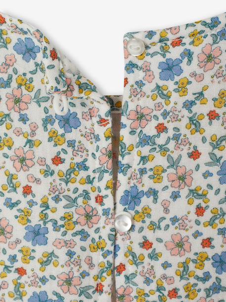 Combishort fille gaze de coton à volants écru+vert sauge - vertbaudet enfant 