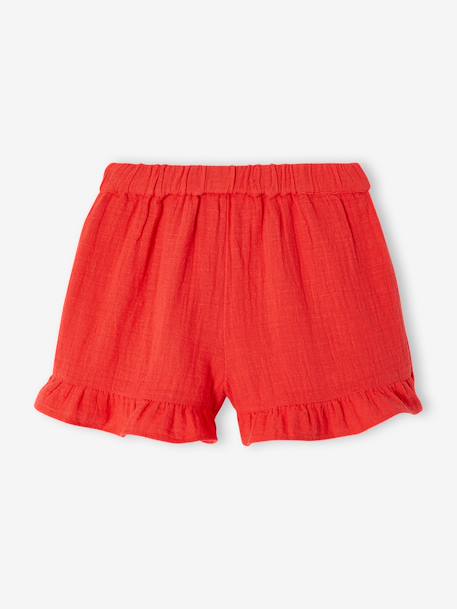 Skort voor meisjes van katoenen gaas felblauw+rood - vertbaudet enfant 