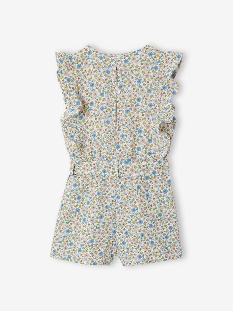 Combishort fille gaze de coton à volants écru+vert sauge - vertbaudet enfant 