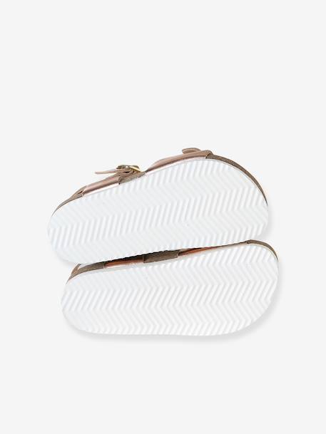 Sandales cuir boucles or+rose pâle - vertbaudet enfant 