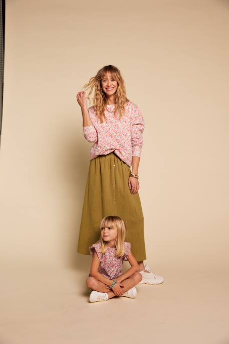 Jupe femme gaze de coton Capsule mère-fille olive - vertbaudet enfant 