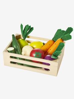 Speelgoed-Houten krat met groenten voor het diner
