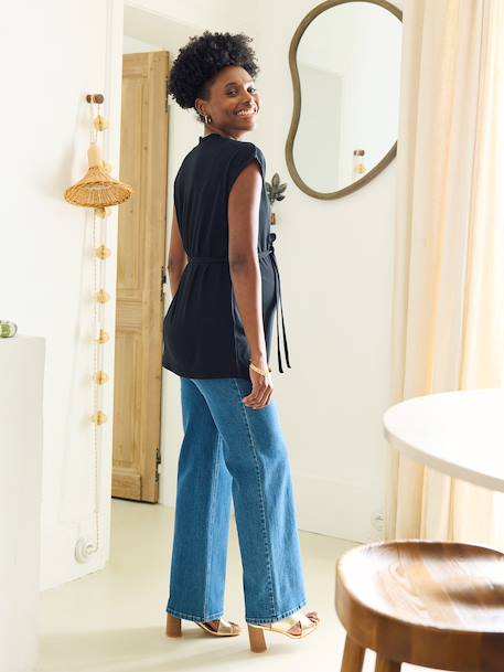 T-shirt grossesse col V kaki+noir - vertbaudet enfant 