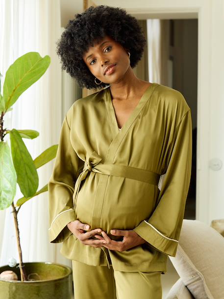 Kit peignoir grossesse allaitement olive - vertbaudet enfant 