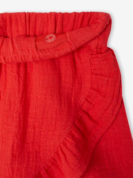 Jupe short fille gaze coton bleu électrique+rouge - vertbaudet enfant 