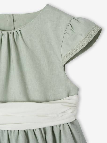 Robe fête patineuse nœud blanc+vert sauge - vertbaudet enfant 