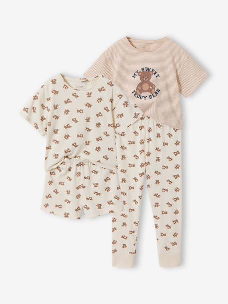 Set van 2 pyjama's met berenprint, korte en lange mouwen ecru - vertbaudet enfant 
