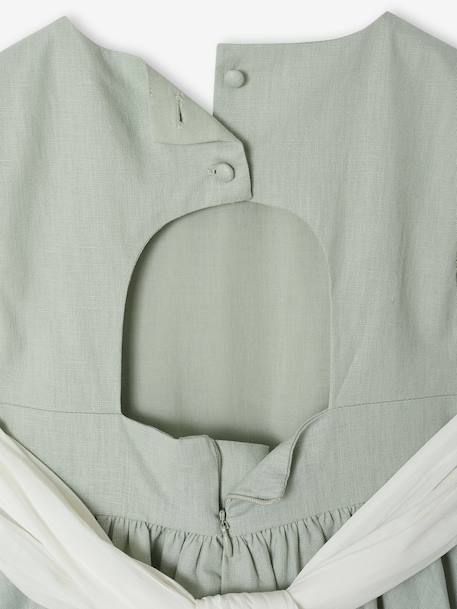 Robe fête patineuse nœud blanc+vert sauge - vertbaudet enfant 