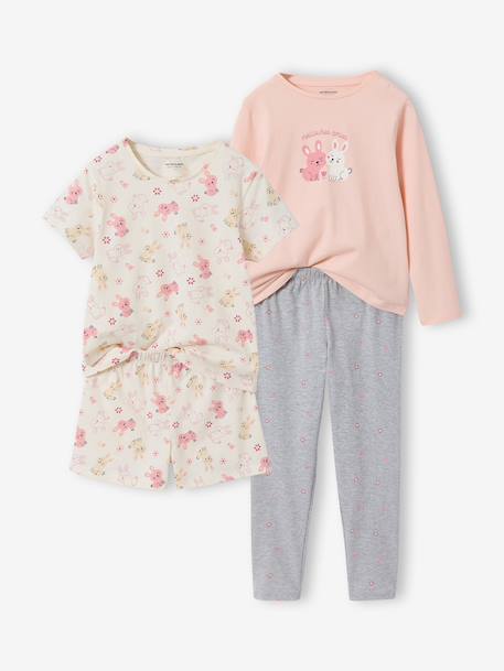 Fille-Pyjama, surpyjama-Lot 2 pyjamas lapin court et long