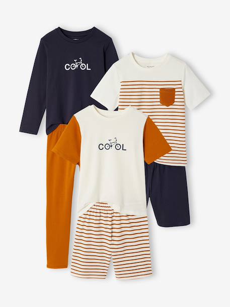 Set van 3 pyjama's met fietsen, lange en korte mouwen karamel - vertbaudet enfant 