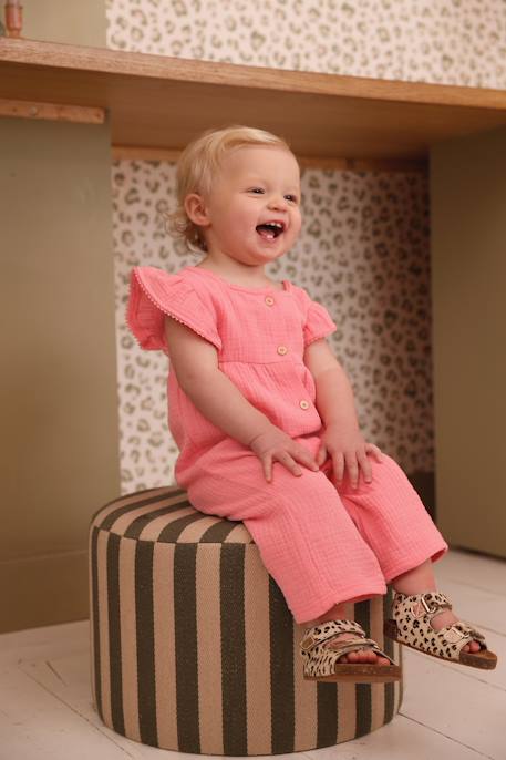 Combinaison bébé fille en gaze de coton rose - vertbaudet enfant 