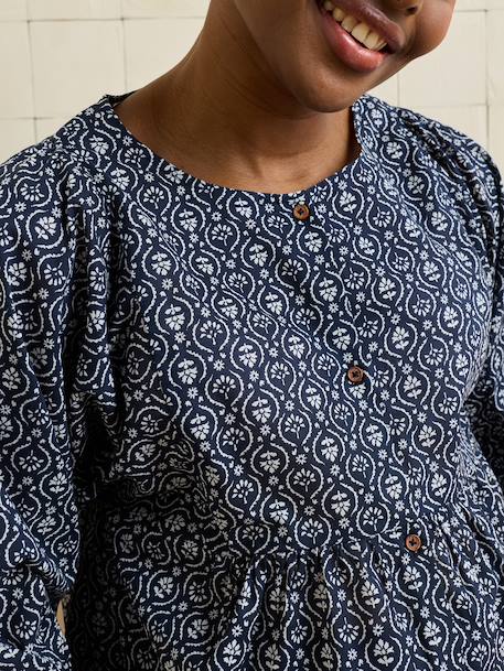 Blouse voor borstvoeding met ballonmouwen marineblauw - vertbaudet enfant 