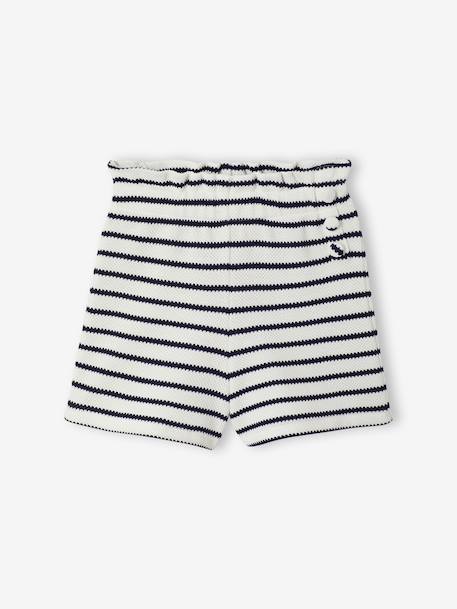 Ensemble fille t-shirt short en maille fantaisie écru+rose - vertbaudet enfant 