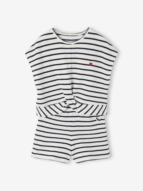 Ensemble fille t-shirt short en maille fantaisie écru+rose - vertbaudet enfant 