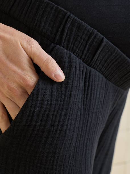 Broek voor zwangere vrouwen van katoenen gaas zwart - vertbaudet enfant 