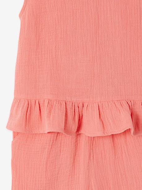 Set met blouse en broek met ruches koraal - vertbaudet enfant 