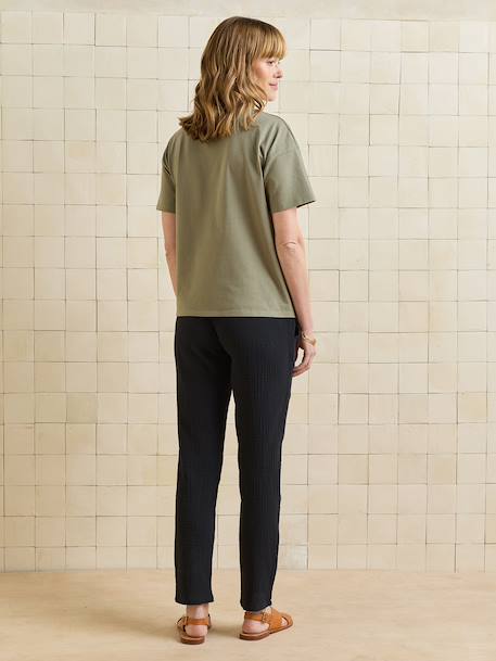Broek voor zwangere vrouwen van katoenen gaas zwart - vertbaudet enfant 