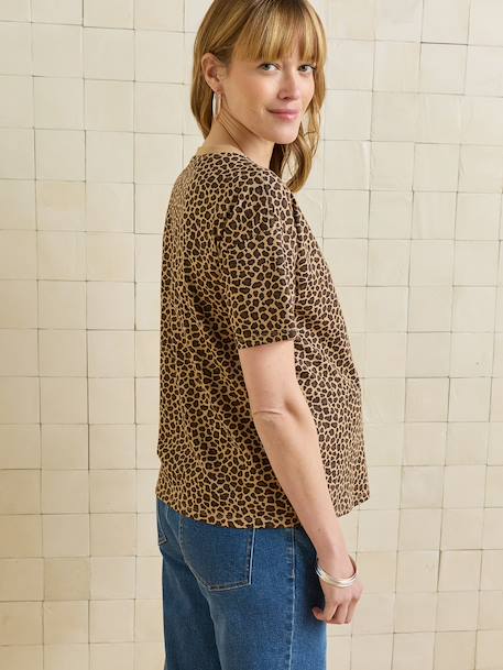 T-shirt de grossesse en coton biologique* personnalisable cappuccino+écru+kaki - vertbaudet enfant 