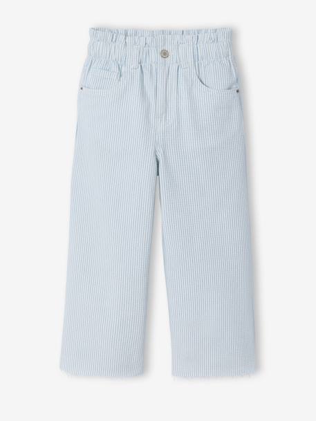 Pantacourt fille coton rayé bleu - vertbaudet enfant 