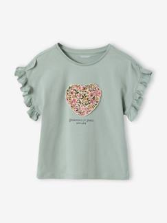 -Tee-shirt fille motif romantique manches courtes à volant