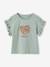 Tee-shirt fille motif romantique manches courtes à volant écru+marine+rose+vert sauge - vertbaudet enfant 