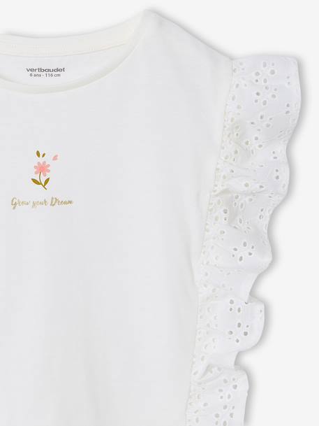 T-shirt met ruches en korte mouwen ecru - vertbaudet enfant 